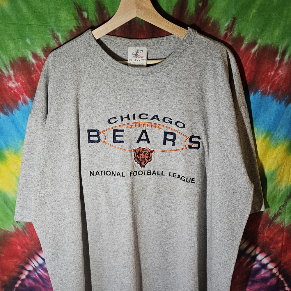 Vtg Logo Athletic Gray Chicago Bears Graphic Tee With Embroidered Logo - Picture 2 of 6
